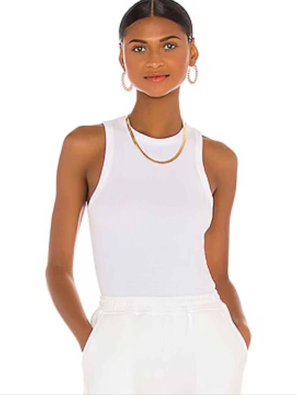 Rozalia For Atoir White Ribbed Tank Top High Neck XL - Flaw